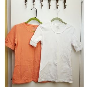 Heirloom scoop neck cuffed 1/2 sleeve slim shirts